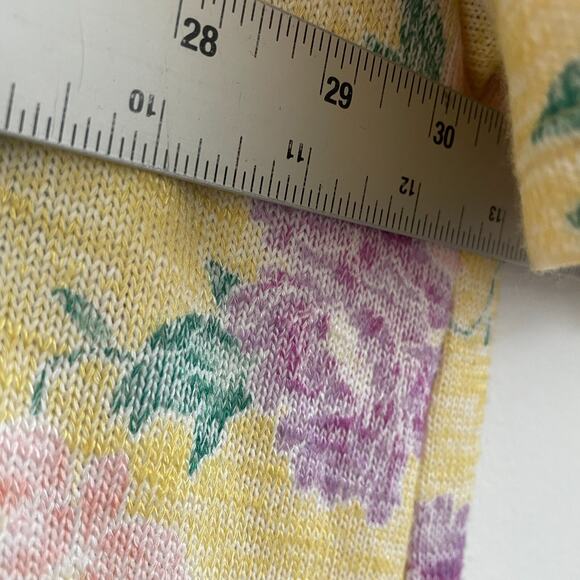 Torrid Cardigan Sweater Women 3X Yellow Floral Short Sleeve Open Knit Boho - Picture 3 of 8